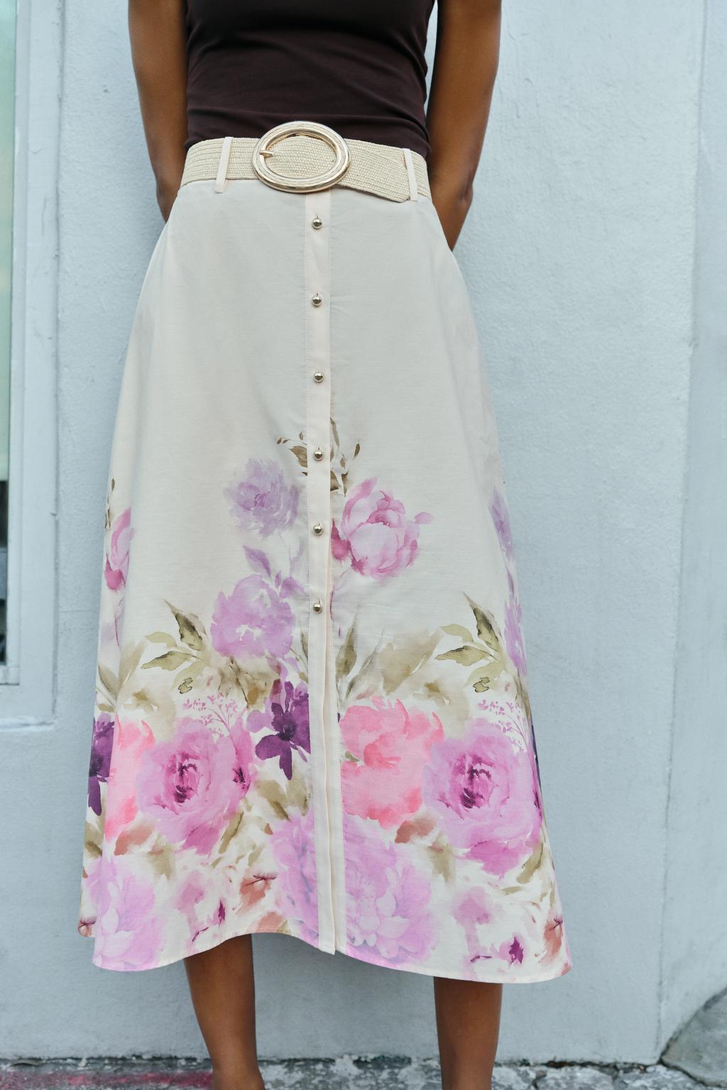 ЮБКА МИДИ С ЦВЕТОЧНЫМ ПРИНТОМ