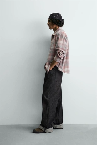 Рубашка из вельвета в клетку- Заказать в России