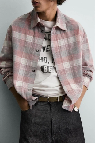 Рубашка из вельвета в клетку- Заказать в России