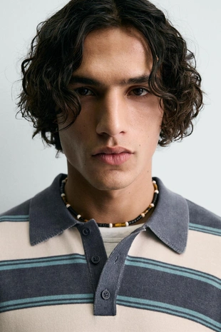 Трикотажное поло RELAXED FIT в полоску- Заказать в России