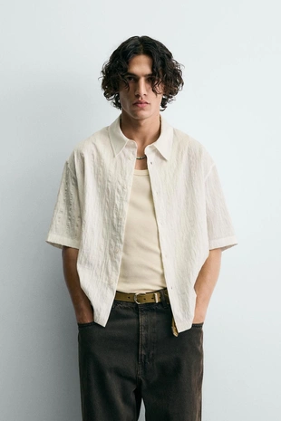 Рубашка в полоску из текстурированной ткани- Заказать в России