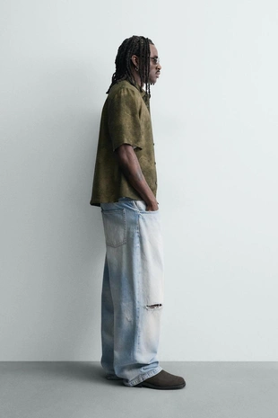 Рубашка свободного кроя с абстрактным принтом- Заказать в России