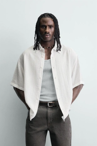 Рубашка с текстурой FLUID- Заказать в России