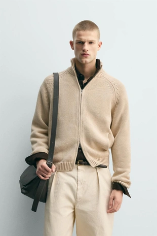 Кардиган структурной вязки с эффектом потертости- Заказать в России