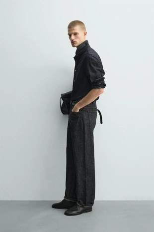 Легкая джинсовая рубашка из хлопка и льна- Заказать в России