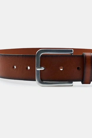 Ремень из 100% кожи с эффектом потертости- Заказать в России