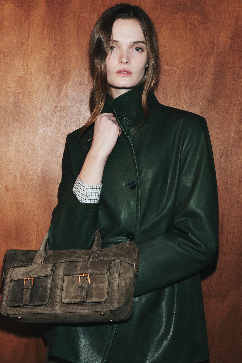 КОЖАНАЯ СУМКА В ГОРОДСКОМ СТИЛЕ С КАРМАНАМИ