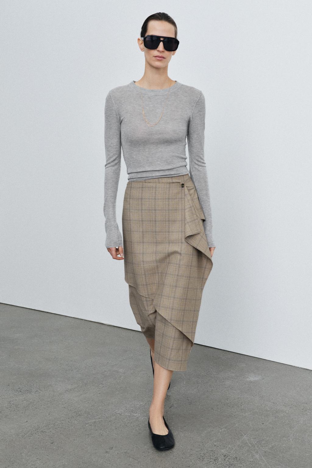 КЛЕТЧАТАЯ ЮБКА С ВОЛАНАМИ — ZW COLLECTION