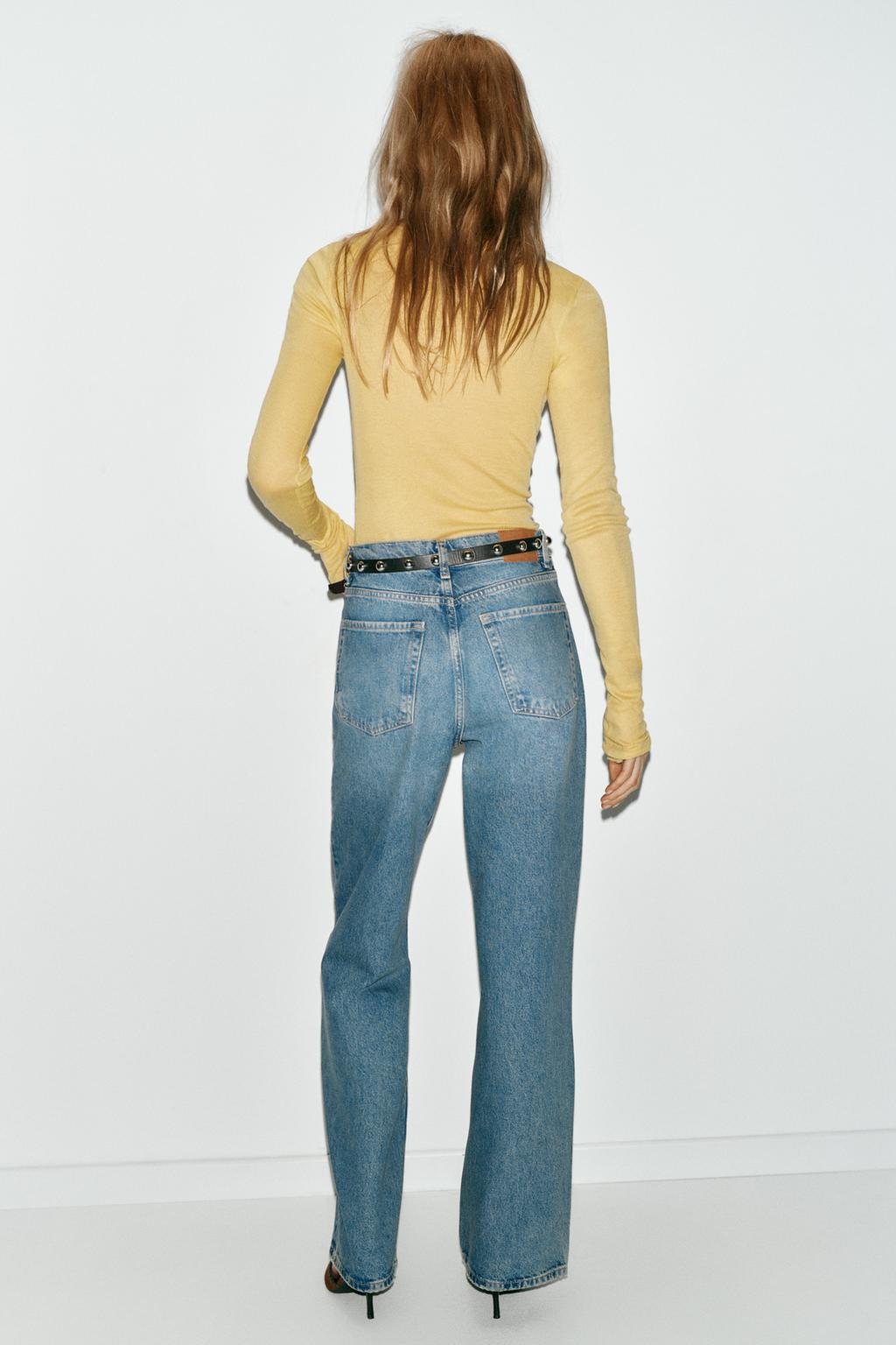 ДЖИНСЫ Z1975 С ВЫСОКОЙ ПОСАДКОЙ, ЗАУЖЕННЫЕ КНИЗУ, С РЕМНЕМ