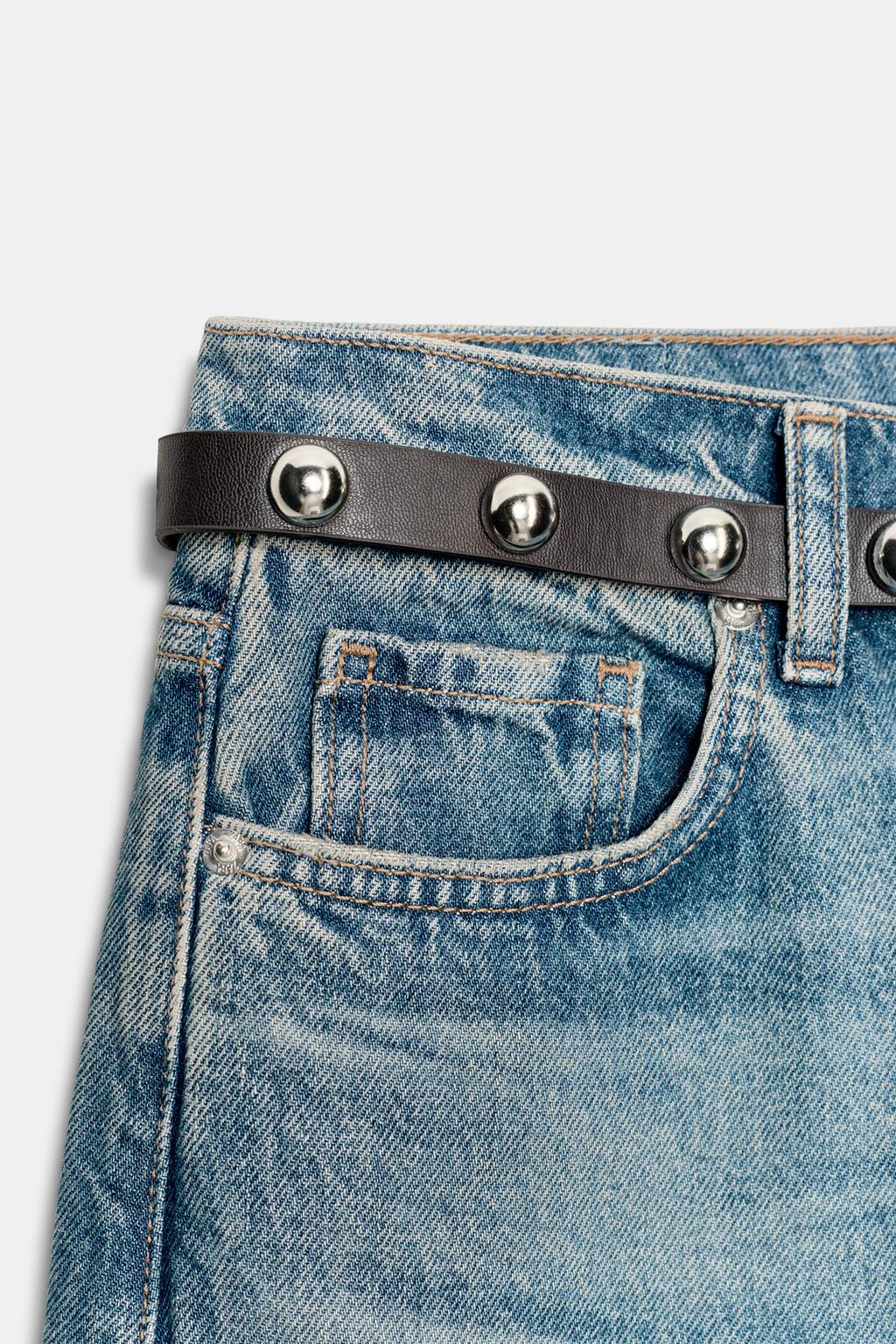ДЖИНСЫ Z1975 С ВЫСОКОЙ ПОСАДКОЙ, ЗАУЖЕННЫЕ КНИЗУ, С РЕМНЕМ