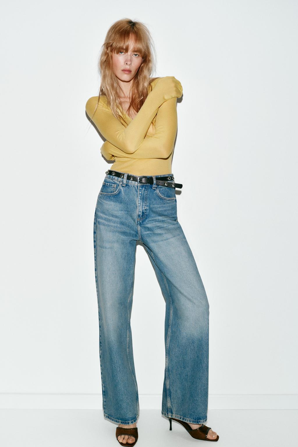 ДЖИНСЫ Z1975 С ВЫСОКОЙ ПОСАДКОЙ, ЗАУЖЕННЫЕ КНИЗУ, С РЕМНЕМ