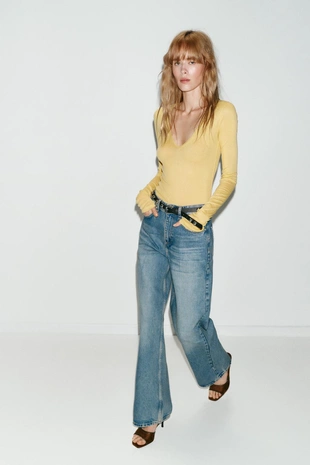 Джинсы Z1975 с высокой посадкой, зауженные книзу, с ремнем- Заказать в России