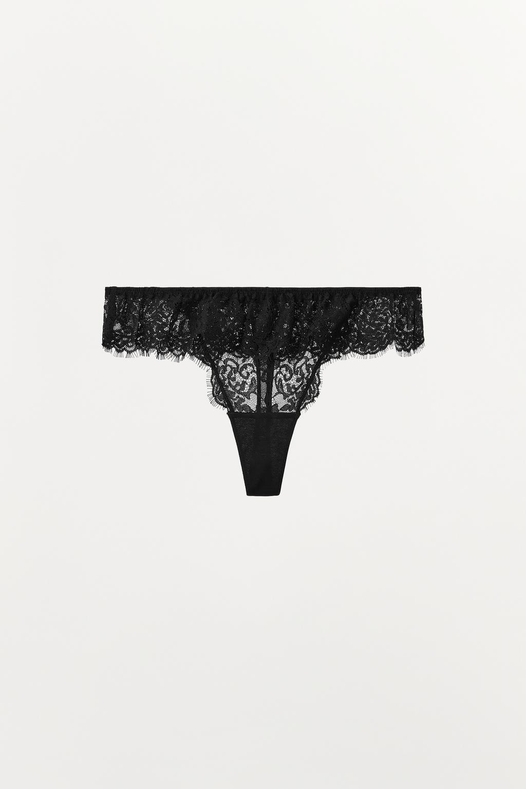 КРУЖЕВНЫЕ ТРУСЫ-ТАНГА С ВОЛАНАМИ