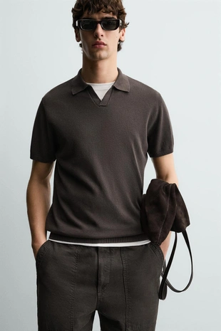 Поло из рельефного трикотажа- Заказать в России