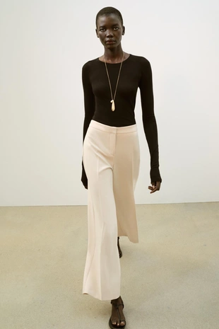 Брюки прямого кроя с высокой посадкой- Заказать в России