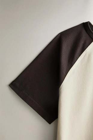 Оверсайз хлопковая футболка двухцветная- Заказать в России