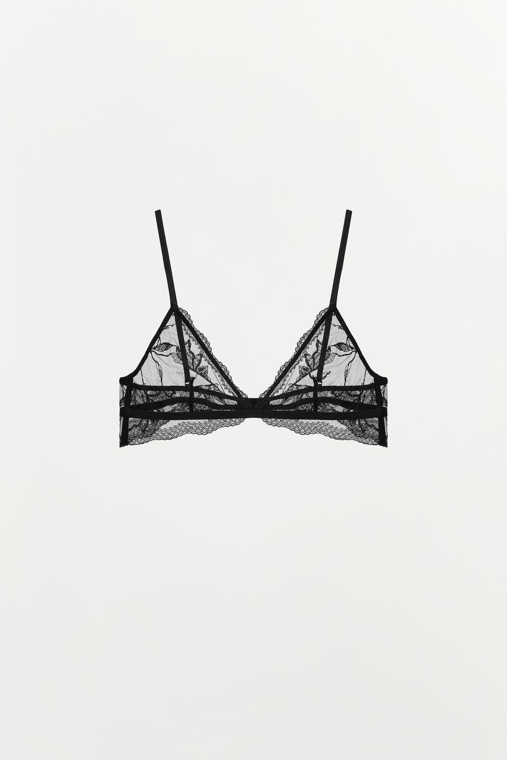 БЮСТГАЛЬТЕР С ТРЕУГОЛЬНЫМИ ЧАШКАМИ И ВЫШИВКОЙ В ВИДЕ ЦВЕТОВ