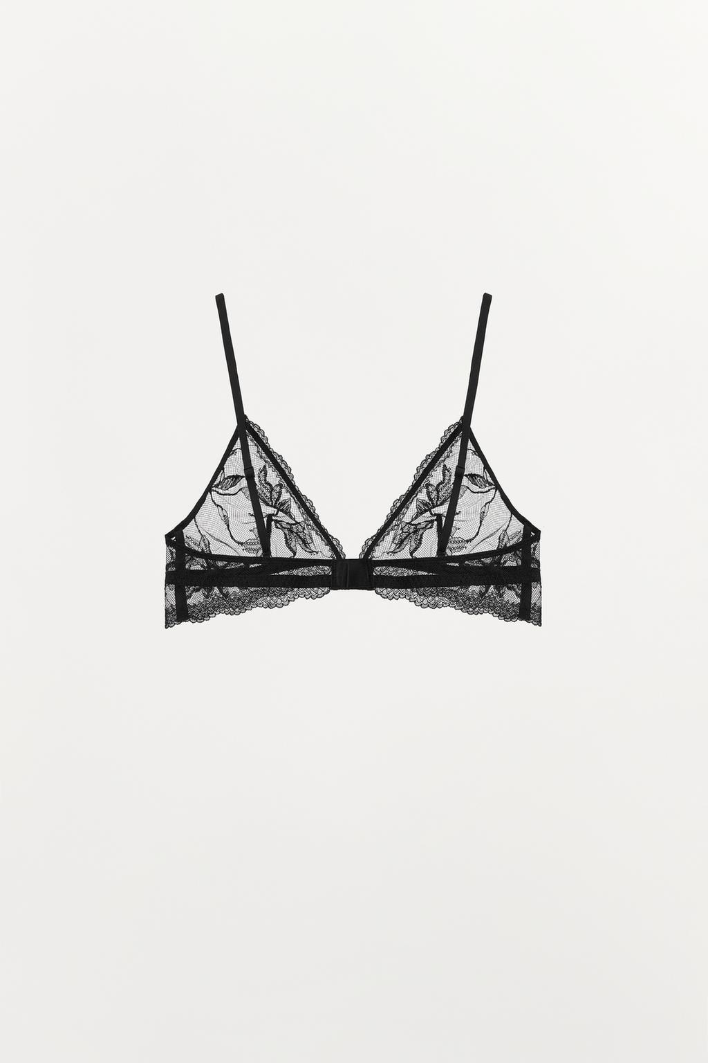 БЮСТГАЛЬТЕР С ТРЕУГОЛЬНЫМИ ЧАШКАМИ И ВЫШИВКОЙ В ВИДЕ ЦВЕТОВ