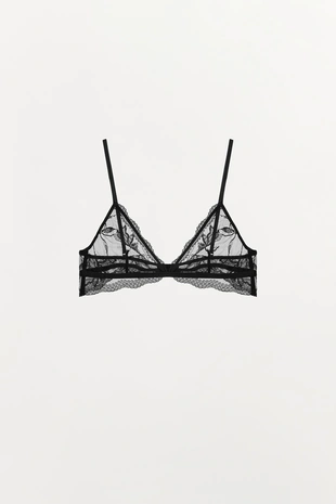 Бюстгальтер с треугольными чашками и вышивкой в виде цветов- Заказать в России