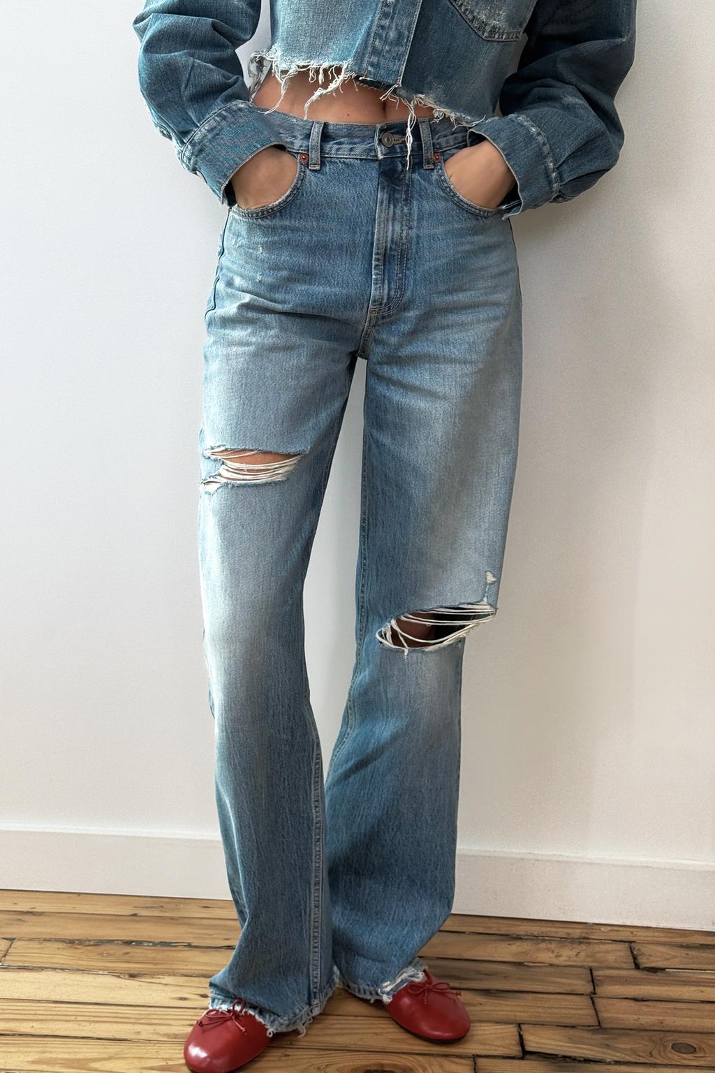 ДЖИНСЫ TRF WIDE LEG С ВЫСОКОЙ ПОСАДКОЙ И РАЗРЕЗАМИ