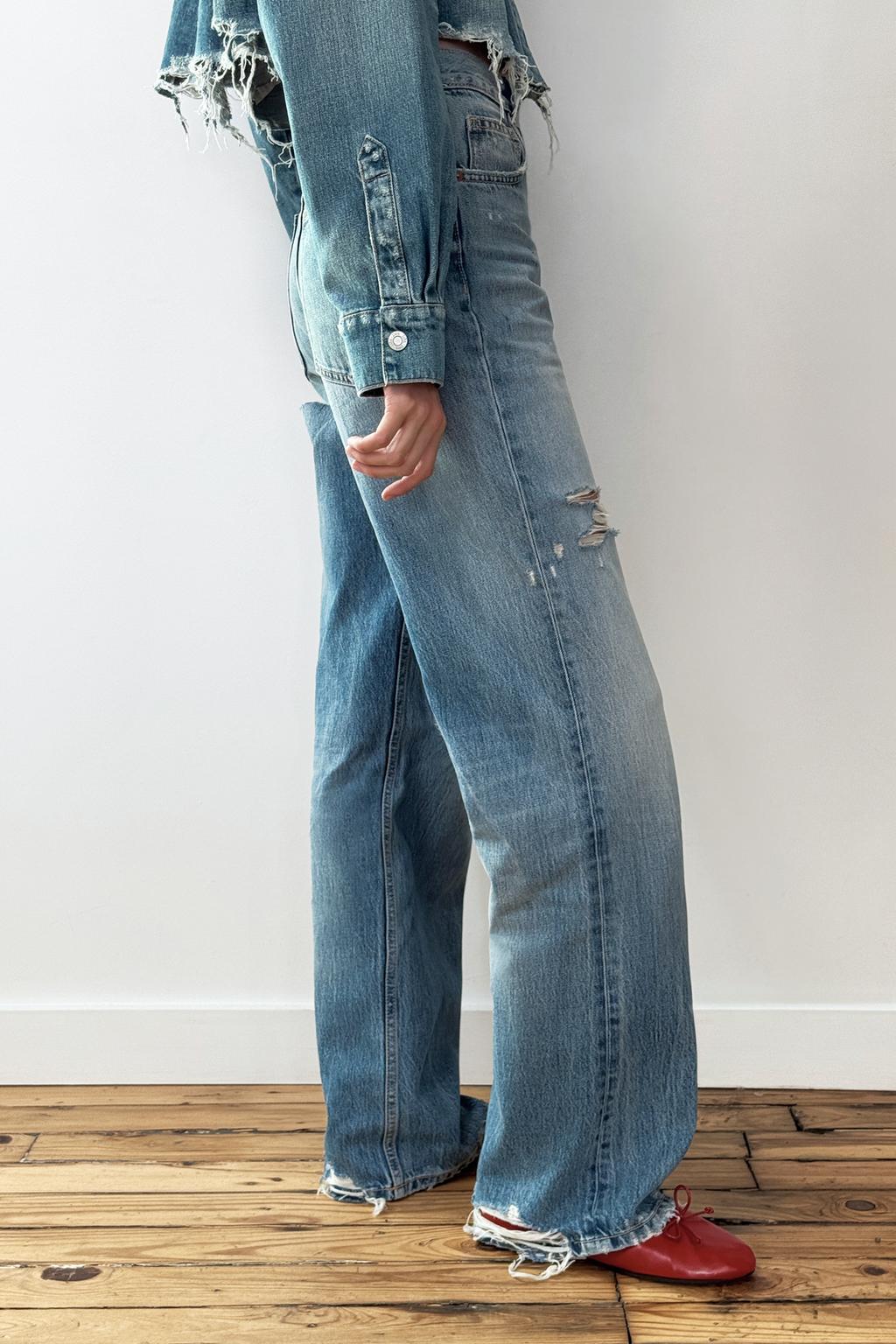 ДЖИНСЫ TRF WIDE LEG С ВЫСОКОЙ ПОСАДКОЙ И РАЗРЕЗАМИ