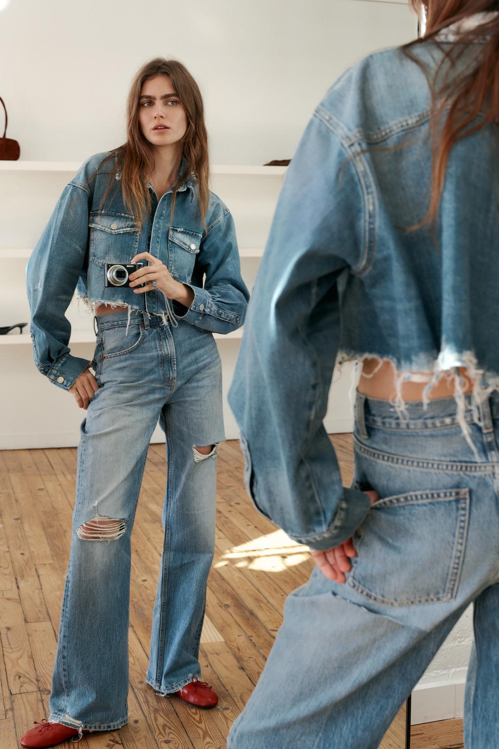 ДЖИНСЫ TRF WIDE LEG С ВЫСОКОЙ ПОСАДКОЙ И РАЗРЕЗАМИ