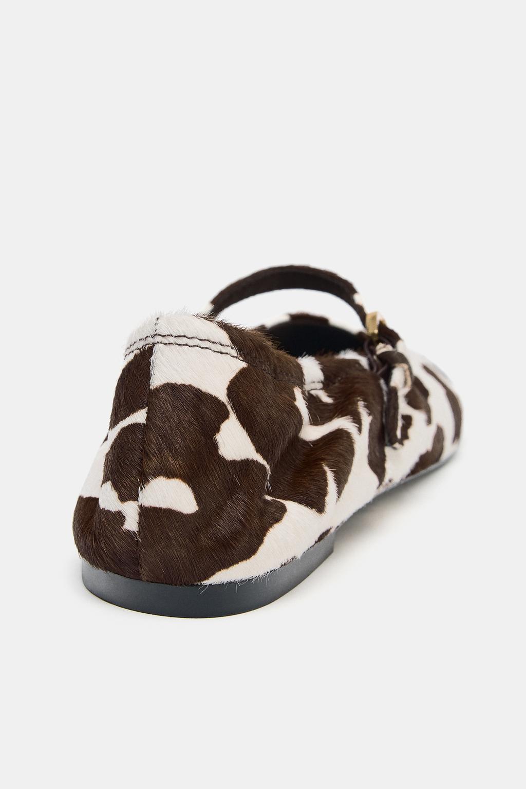 Туфли балетки из кожи с принтом