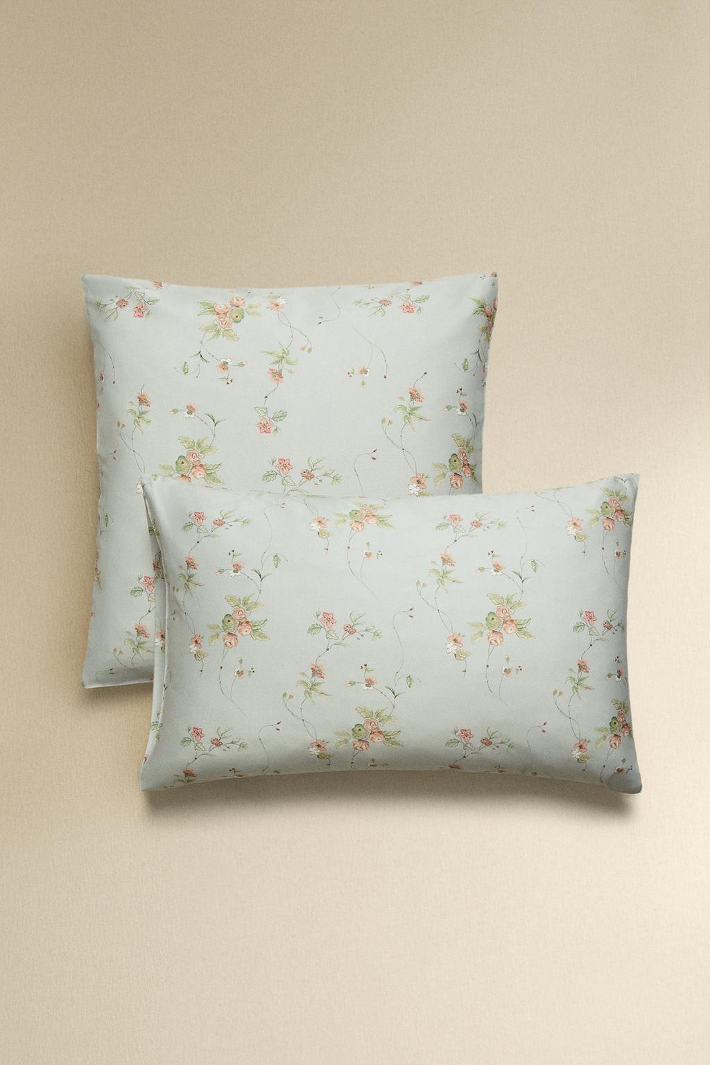 Наволочка из хлопкового сатина с цветочным рисунком (300 нитей)