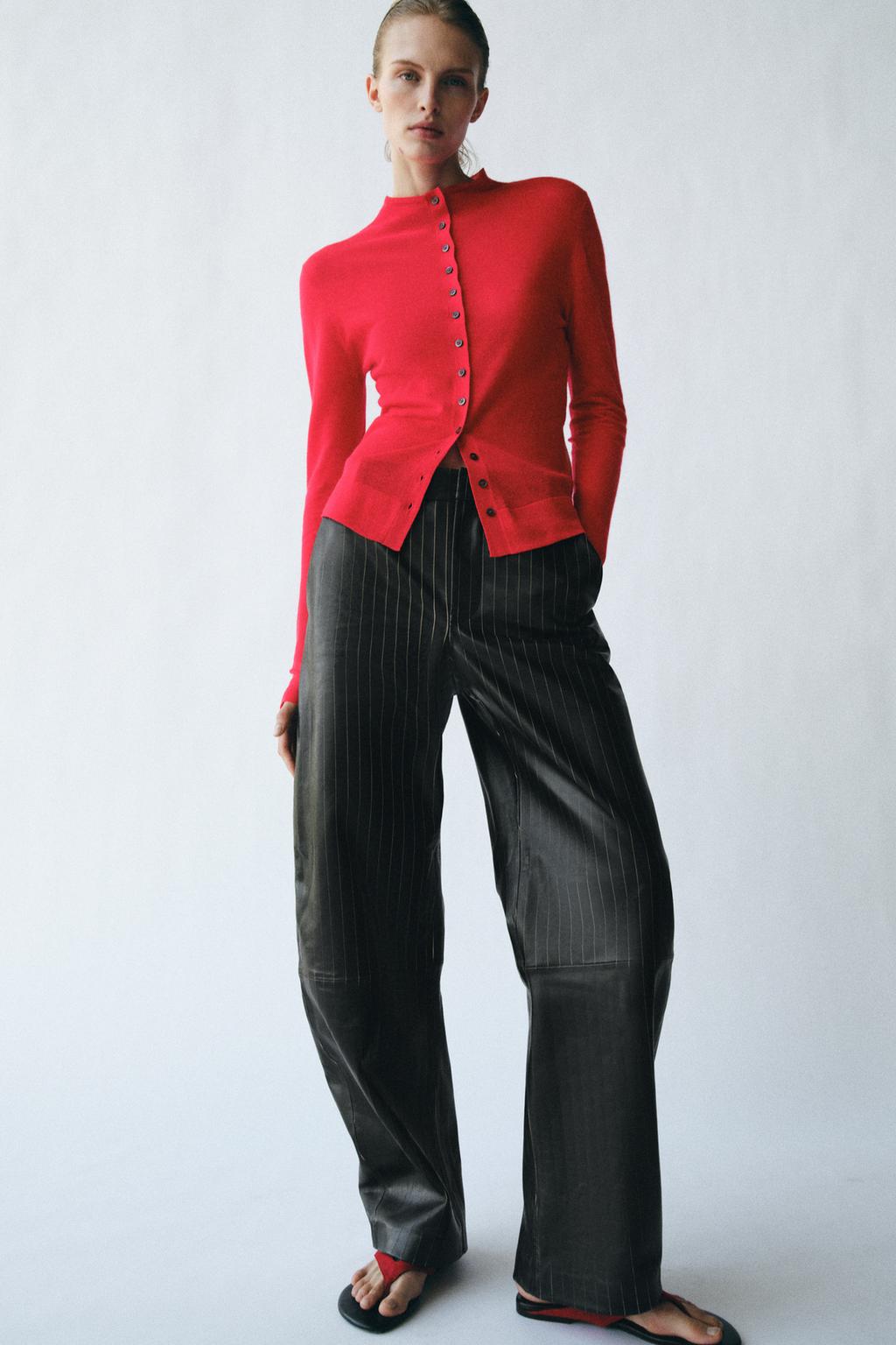 БРЮКИ ИЗ КОЖИ В ПОЛОСКУ ZW COLLECTION LIMITED EDITION