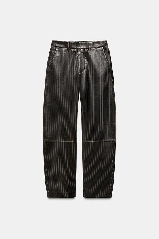 БРЮКИ ИЗ КОЖИ В ПОЛОСКУ коллекция Zara «ZW» 