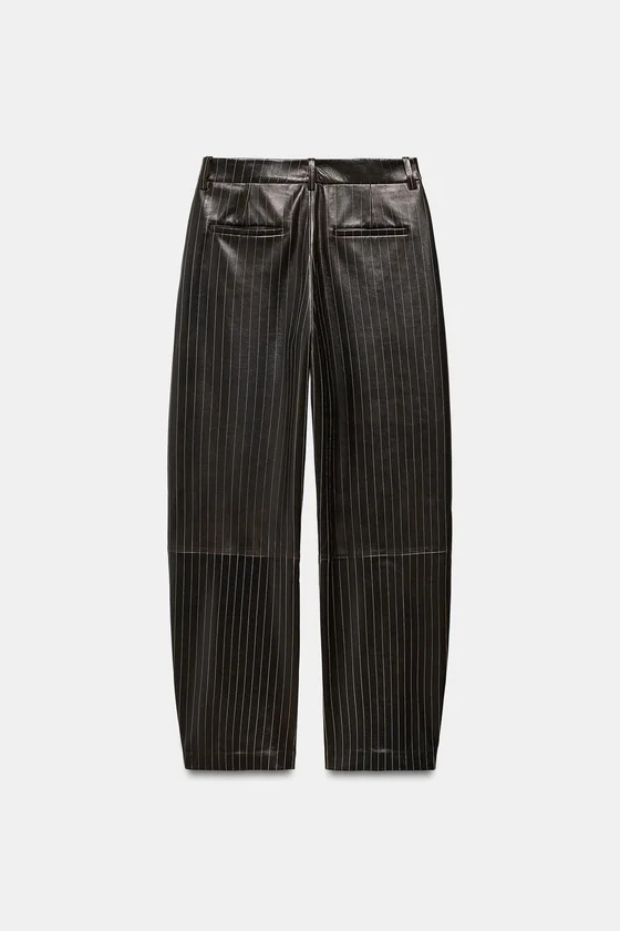 БРЮКИ ИЗ КОЖИ В ПОЛОСКУ коллекция Zara «ZW» 