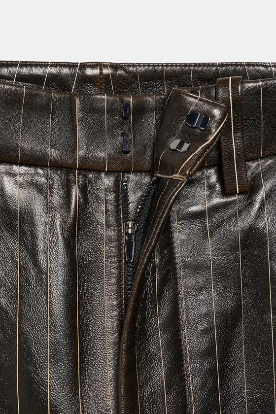 БРЮКИ ИЗ КОЖИ В ПОЛОСКУ коллекция Zara «ZW» 