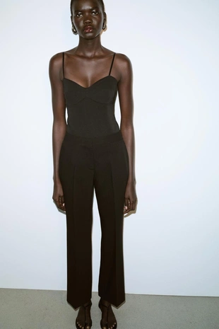 Брюки прямого кроя с высокой посадкой- Заказать в России