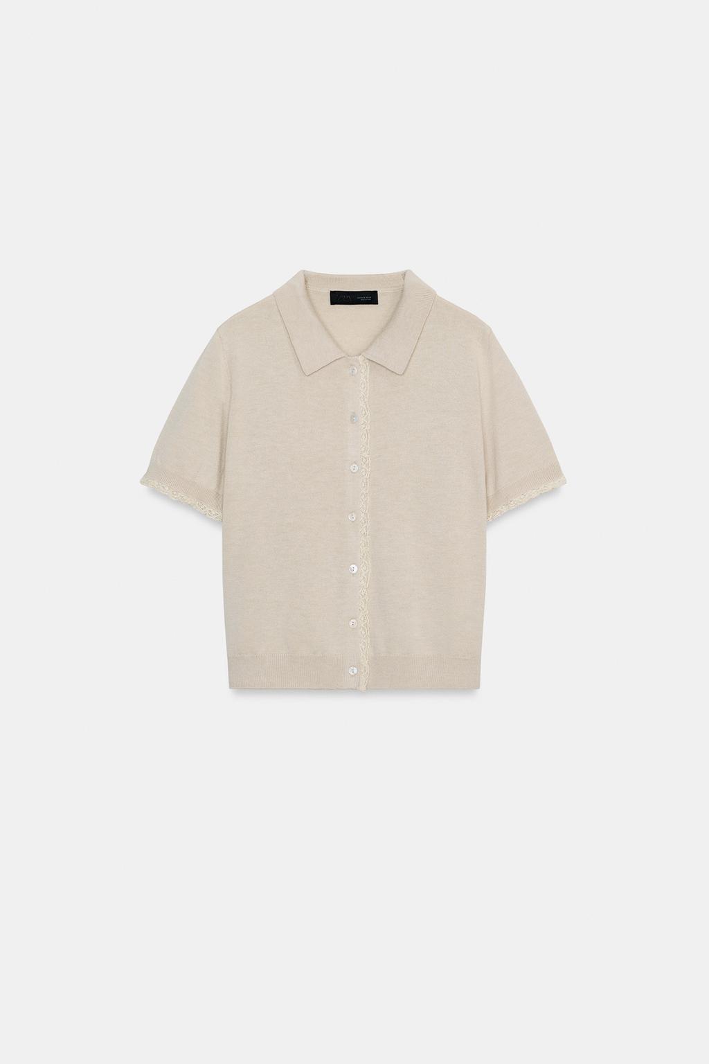 КАРДИГАН С КОРОТКИМИ РУКАВАМИ И КРУЖЕВОМ