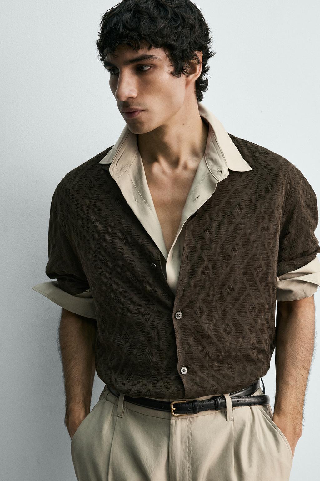 Рубашка с геометрическим жаккардом