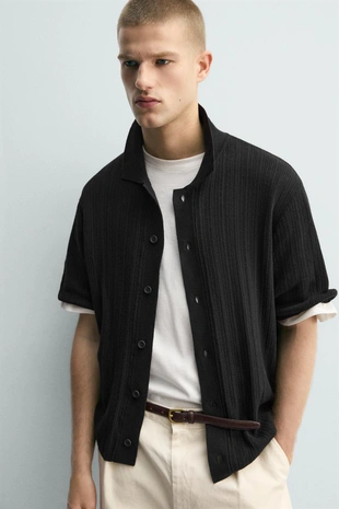 Рубашка из рельефного трикотажа- Заказать в России