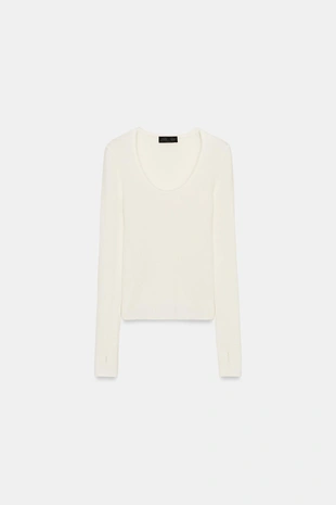 Свитер в рубчик из смесовой шерсти