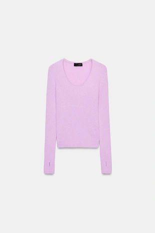 Свитер в рубчик из смесовой шерсти- Заказать в России