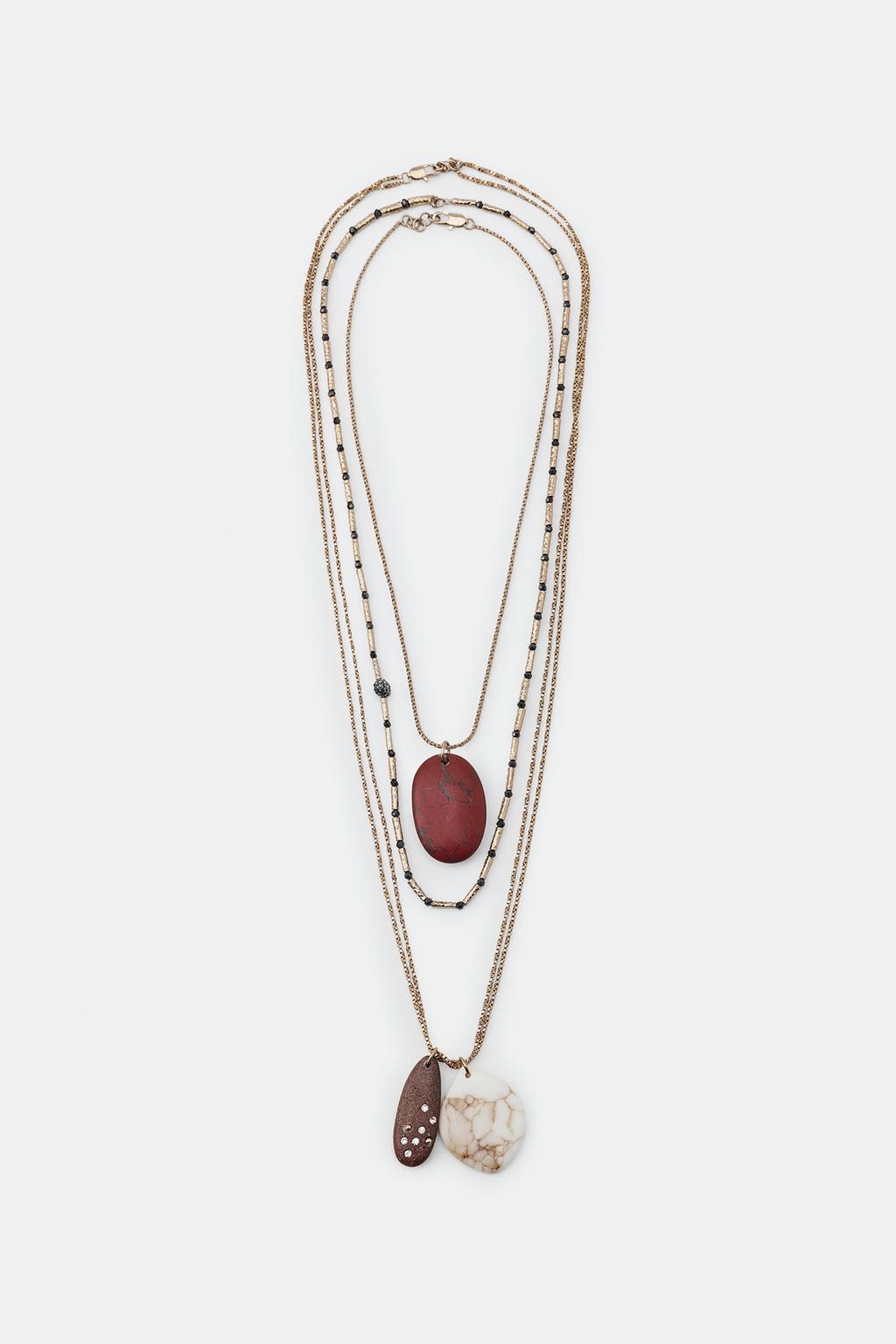 Набор из 3 каменных и блестящих ожерелий