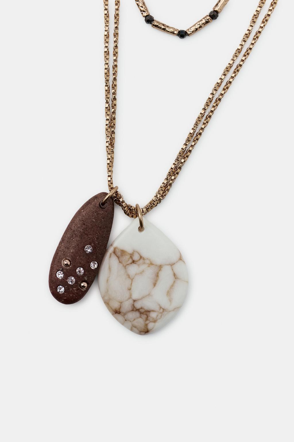 Набор из 3 каменных и блестящих ожерелий