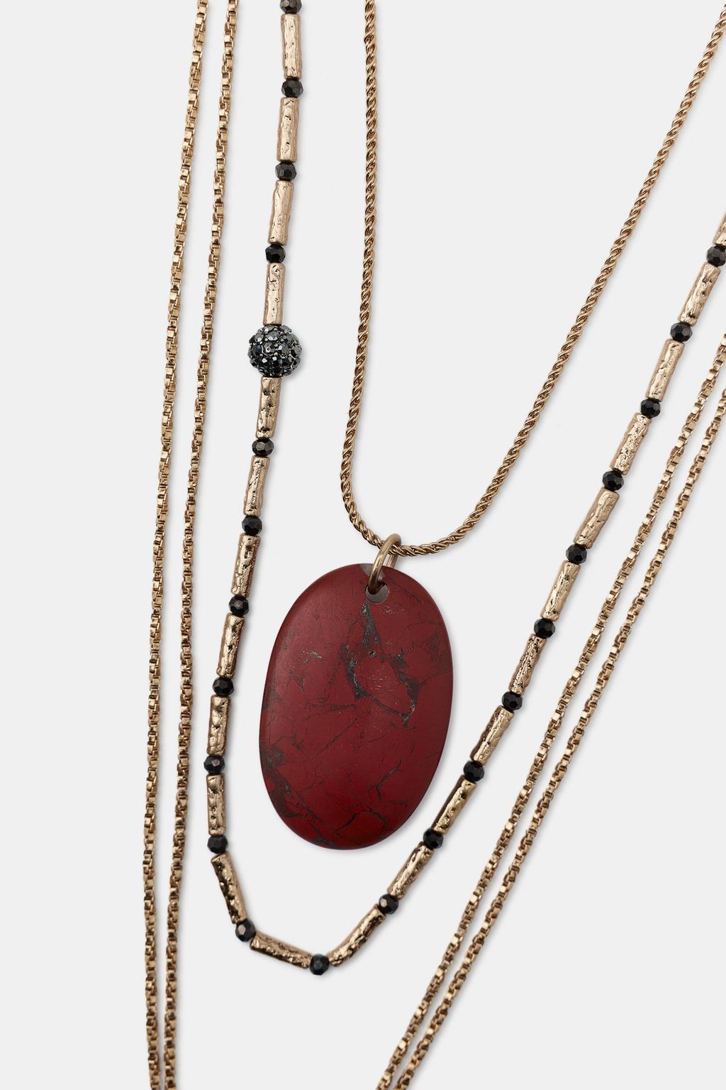 Набор из 3 каменных и блестящих ожерелий