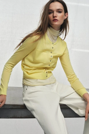 Кардиган из шерсти с накладными карманами- Заказать в России