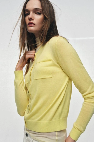 Кардиган из шерсти с накладными карманами- Заказать в России