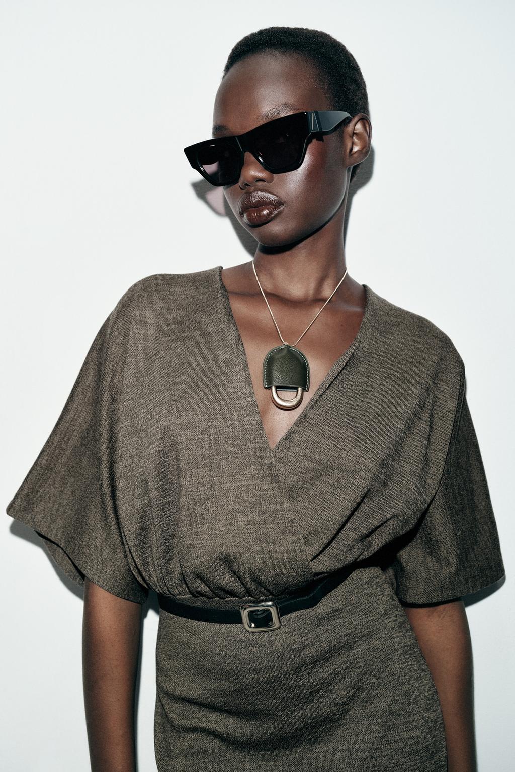 ПЛАТЬЕ МИДИ ИЗ ПИКЕ С ПОЯСОМ