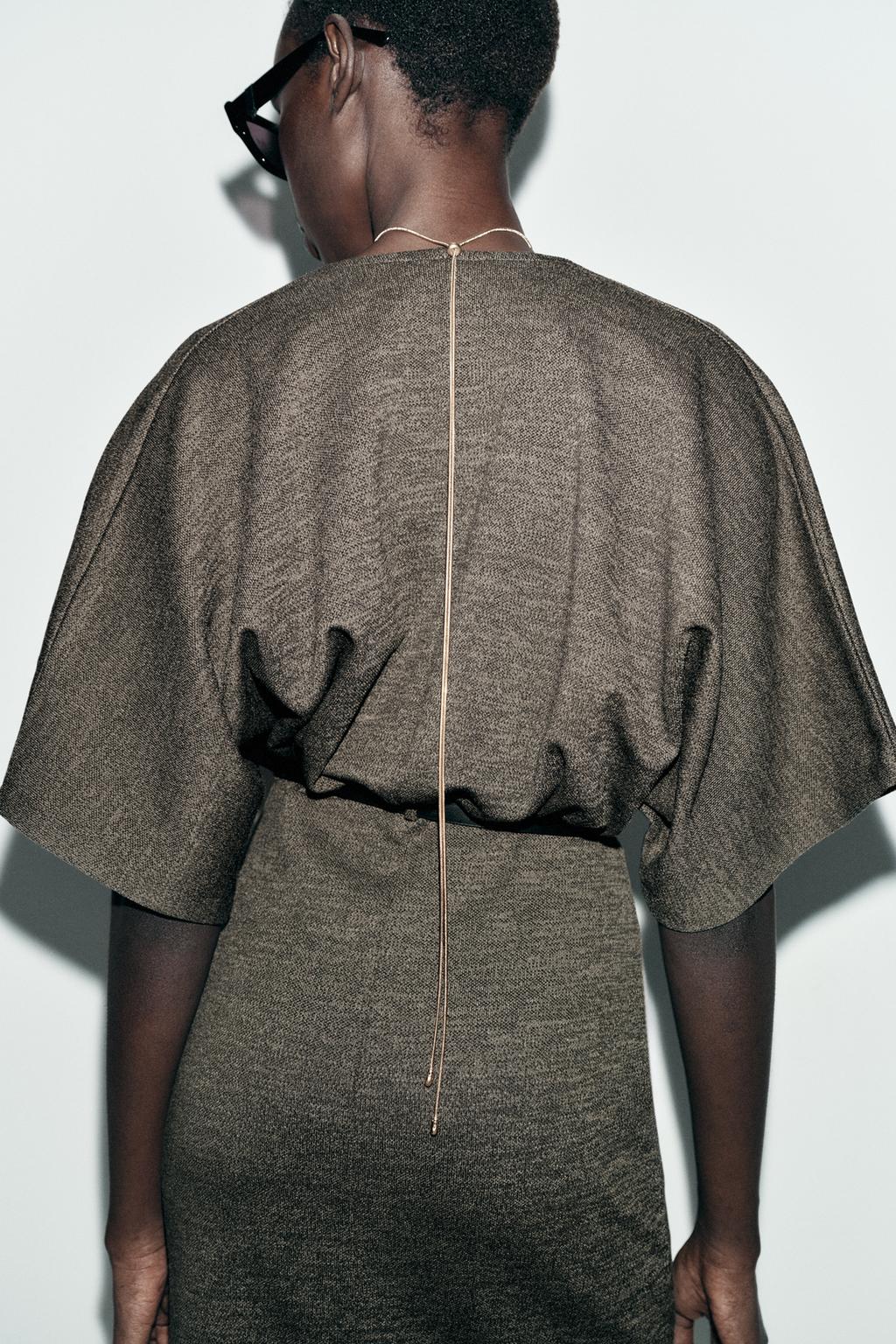 ПЛАТЬЕ МИДИ ИЗ ПИКЕ С ПОЯСОМ