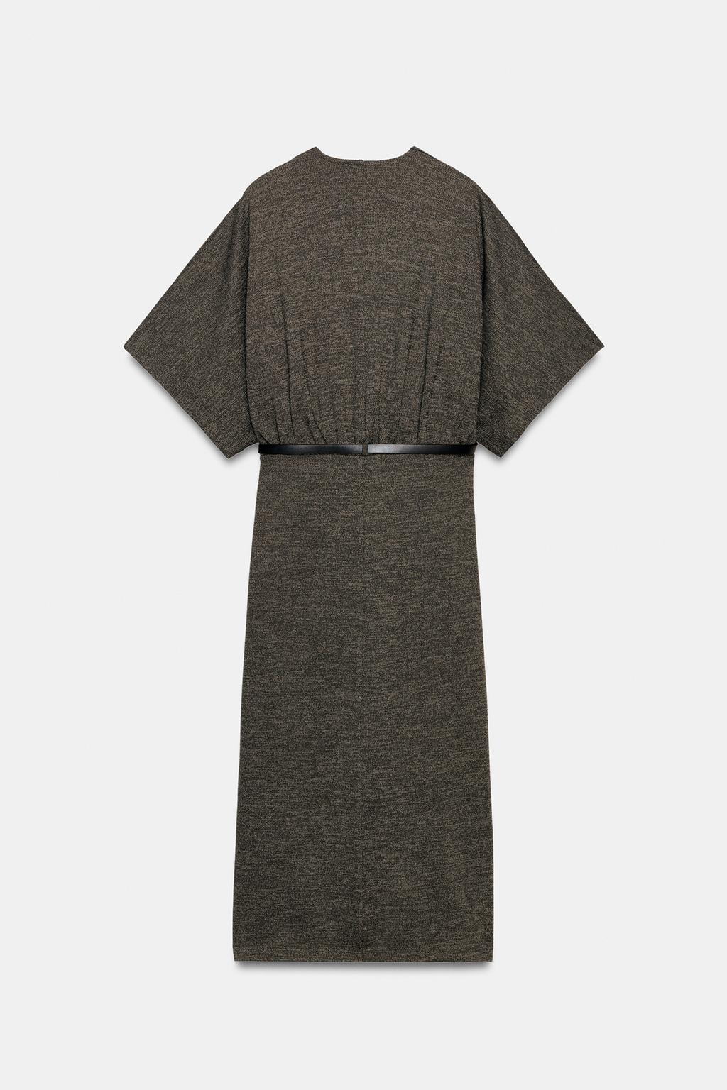 ПЛАТЬЕ МИДИ ИЗ ПИКЕ С ПОЯСОМ