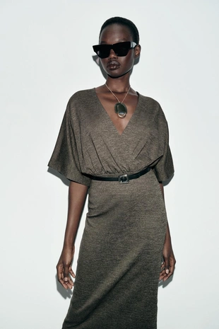 Платье миди из пике с поясом