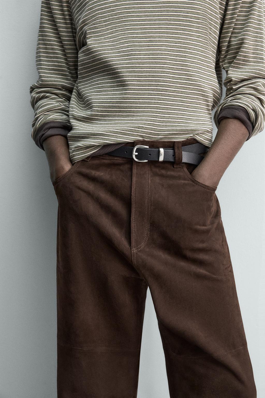 ПРЯМЫЕ БРЮКИ ИЗ ЗАМШИ