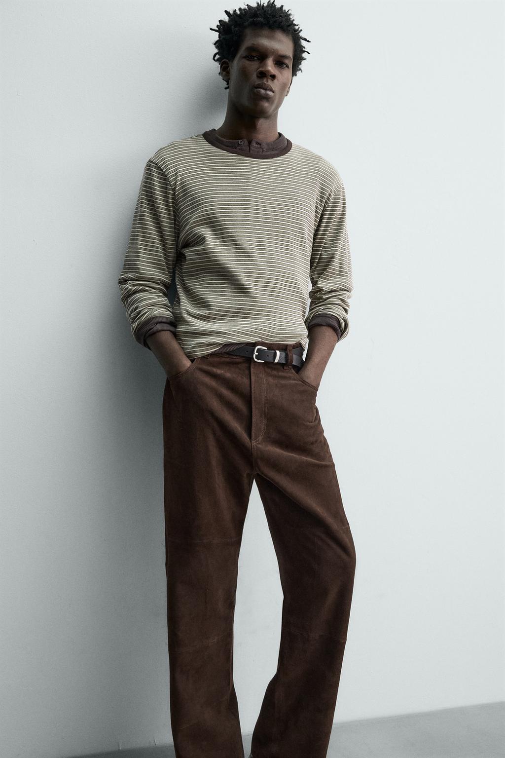 ПРЯМЫЕ БРЮКИ ИЗ ЗАМШИ