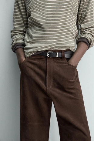 Прямые брюки из замши- Заказать в России